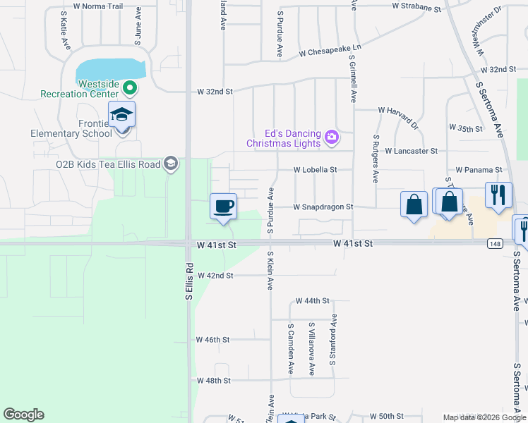 map of restaurants, bars, coffee shops, grocery stores, and more near 8100 West Common Place in Sioux Falls