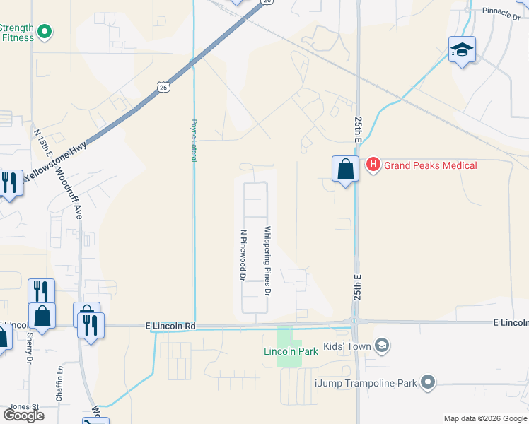map of restaurants, bars, coffee shops, grocery stores, and more near 2325 Whispering Pines Drive in Idaho Falls