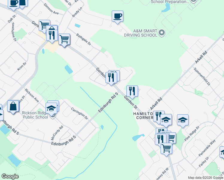 map of restaurants, bars, coffee shops, grocery stores, and more near in Guelph