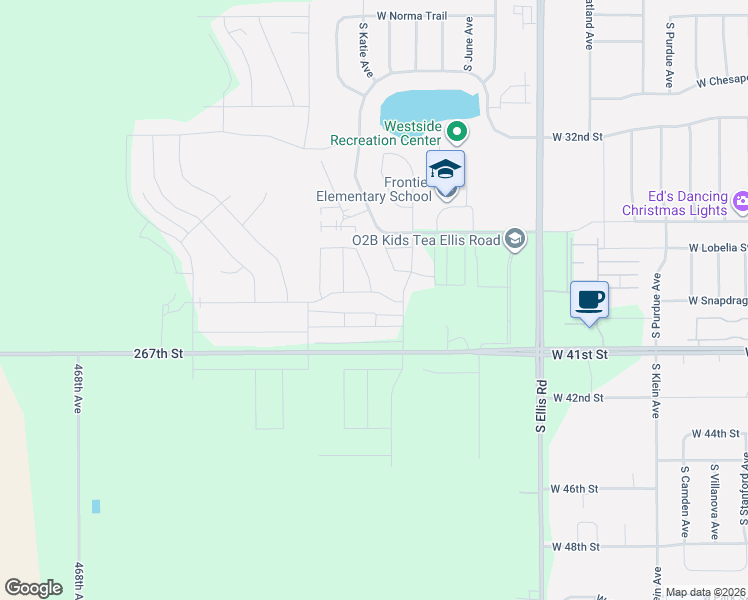 map of restaurants, bars, coffee shops, grocery stores, and more near 46882 267th Street in Sioux Falls