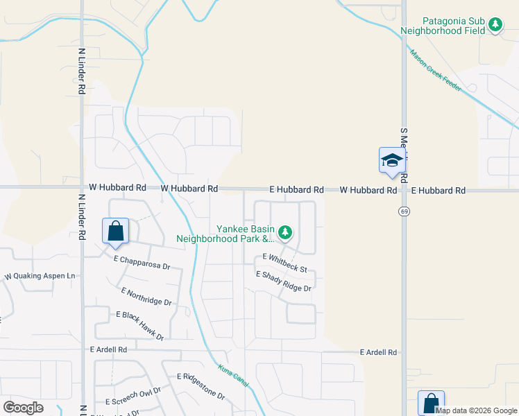 map of restaurants, bars, coffee shops, grocery stores, and more near 2696 North Greenville Avenue in Kuna