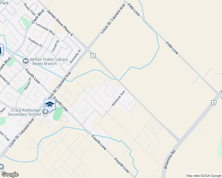 map of restaurants, bars, coffee shops, grocery stores, and more near 1896 Thames Circle in Milton