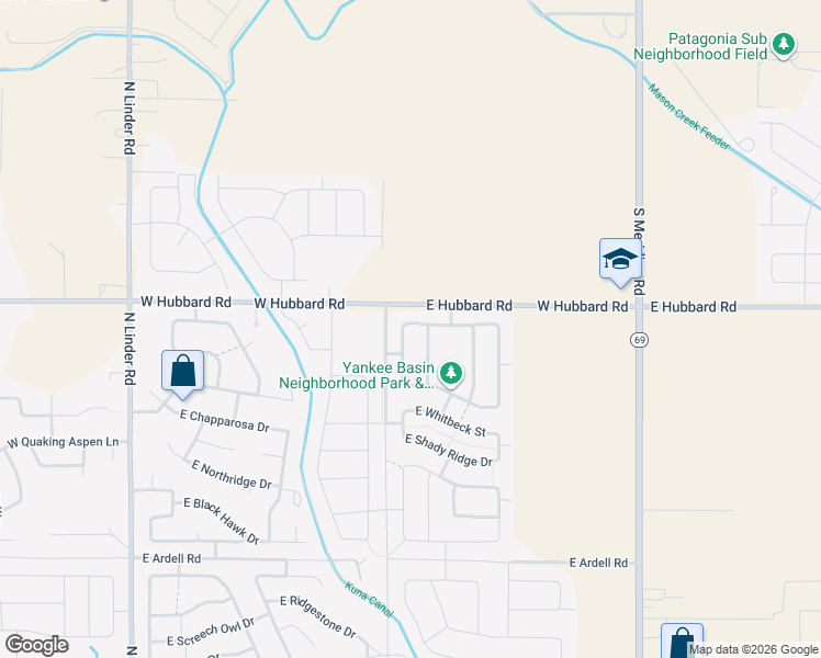 map of restaurants, bars, coffee shops, grocery stores, and more near 2696 North Greenville Avenue in Kuna