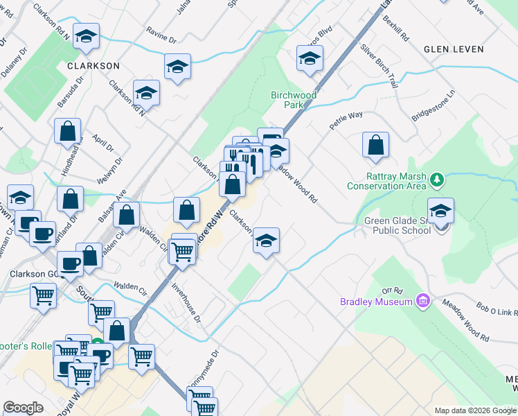 map of restaurants, bars, coffee shops, grocery stores, and more near 1719 Valentine Gardens in Mississauga