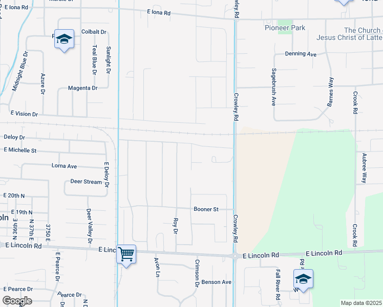 map of restaurants, bars, coffee shops, grocery stores, and more near 1859 North Oakbrook Road in Ammon