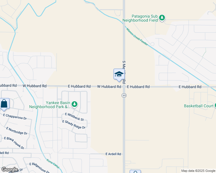 map of restaurants, bars, coffee shops, grocery stores, and more near 201 West Hubbard Road in Kuna