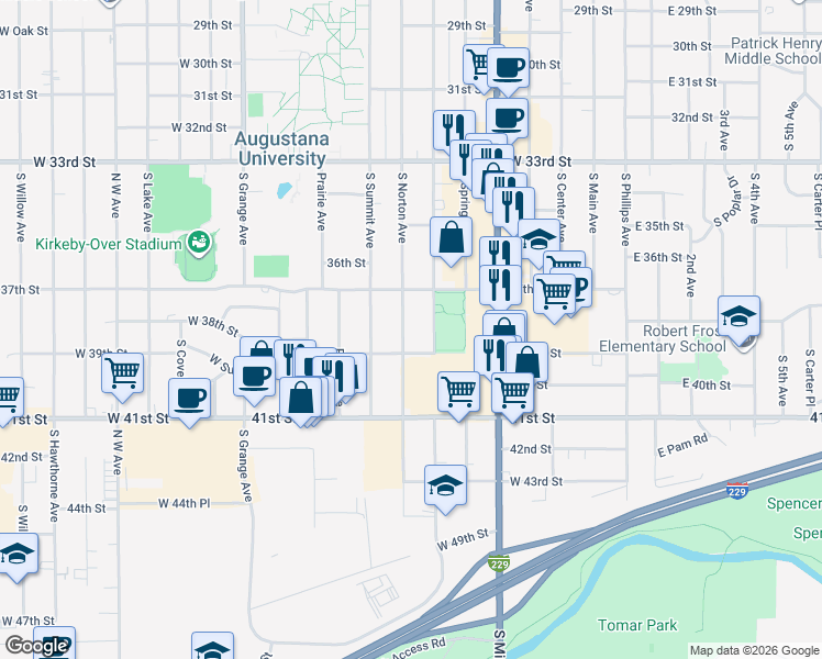 map of restaurants, bars, coffee shops, grocery stores, and more near 3006 South Norton Avenue in Sioux Falls