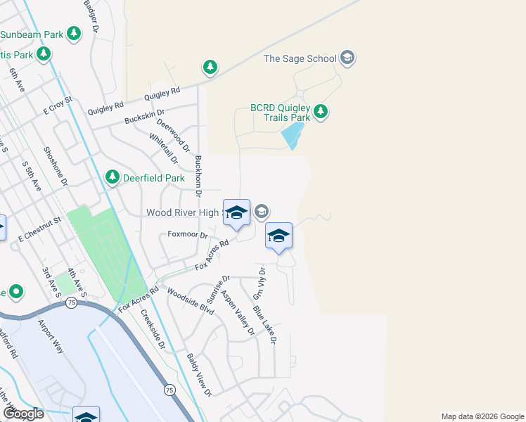map of restaurants, bars, coffee shops, grocery stores, and more near 1250 Fox Acres Drive in Hailey