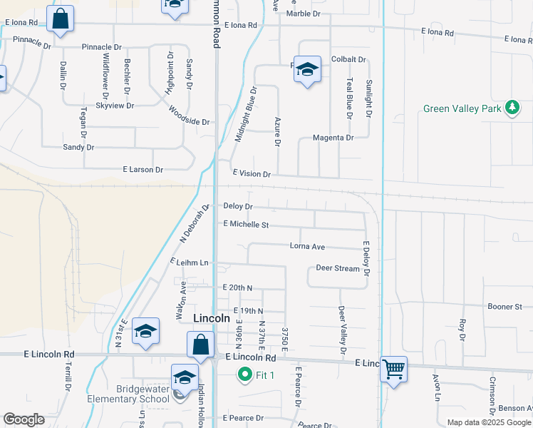 map of restaurants, bars, coffee shops, grocery stores, and more near 3658 Deloy Drive in Idaho Falls