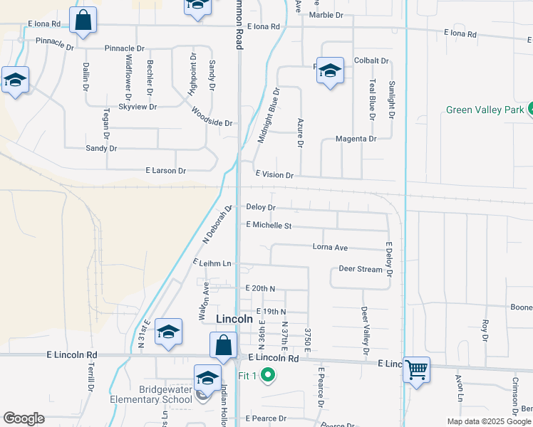 map of restaurants, bars, coffee shops, grocery stores, and more near 3578 Deloy Drive in Idaho Falls