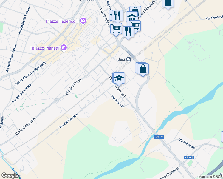 map of restaurants, bars, coffee shops, grocery stores, and more near 6 Via del Verziere in Jesi