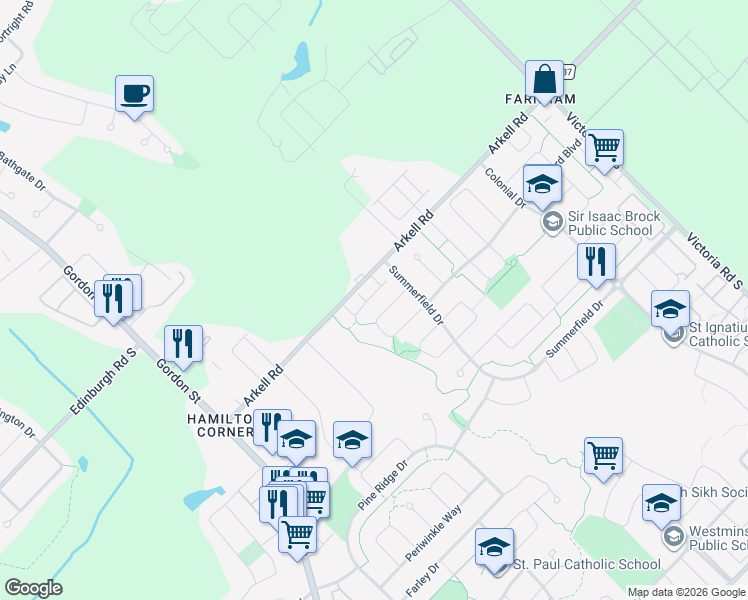 map of restaurants, bars, coffee shops, grocery stores, and more near in Guelph