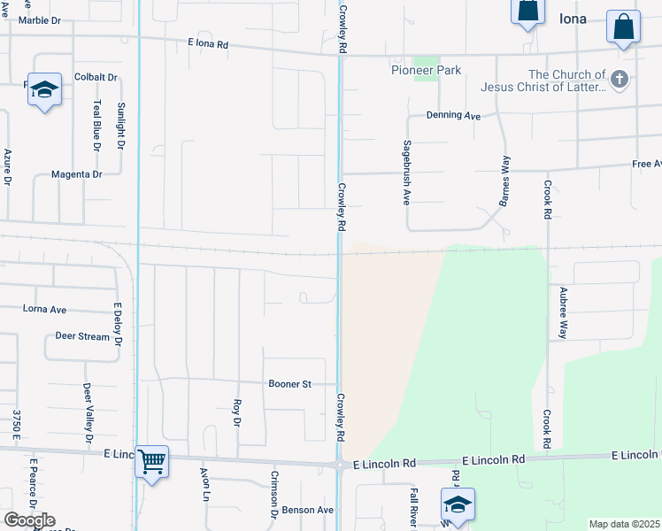 map of restaurants, bars, coffee shops, grocery stores, and more near 2455 North 45th East in Idaho Falls