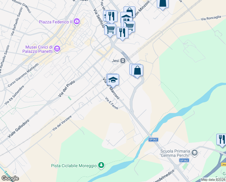 map of restaurants, bars, coffee shops, grocery stores, and more near 6 Via S. Maria in Jesi