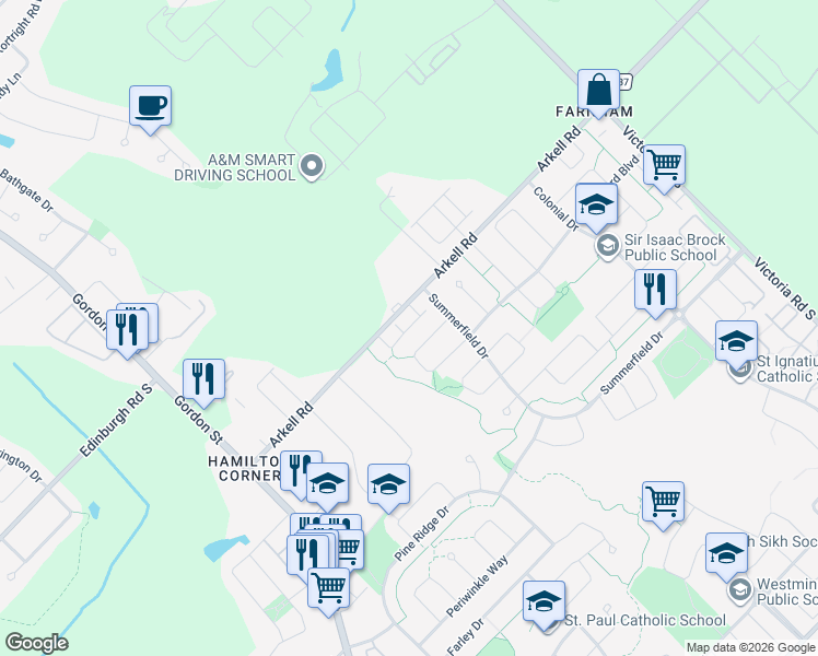 map of restaurants, bars, coffee shops, grocery stores, and more near in Guelph
