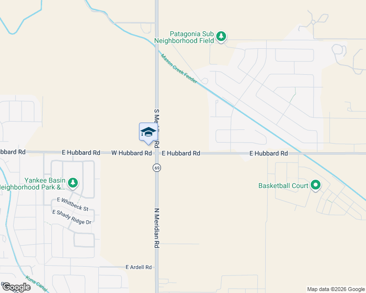 map of restaurants, bars, coffee shops, grocery stores, and more near 150 East Hubbard Road in Kuna