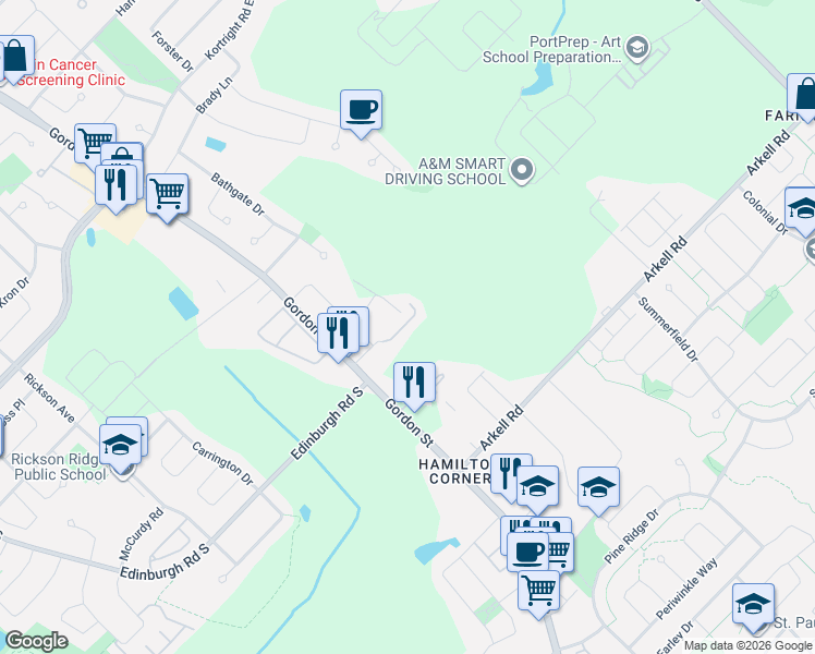 map of restaurants, bars, coffee shops, grocery stores, and more near in Guelph