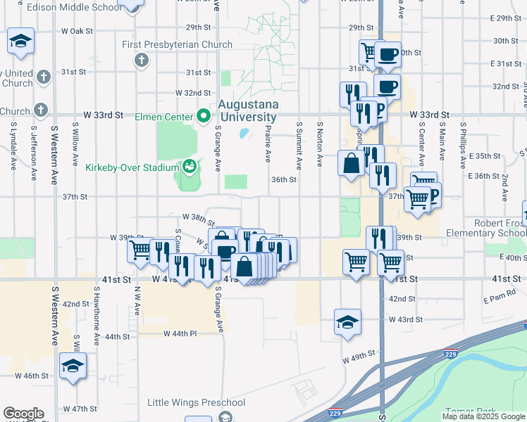 map of restaurants, bars, coffee shops, grocery stores, and more near 2912 South Walts Avenue in Sioux Falls