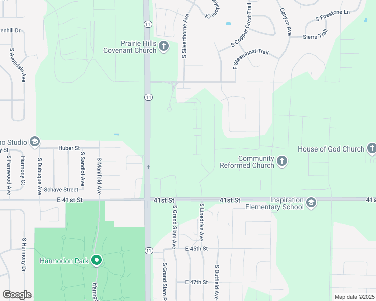 map of restaurants, bars, coffee shops, grocery stores, and more near 6400 East 41st Street in Sioux Falls
