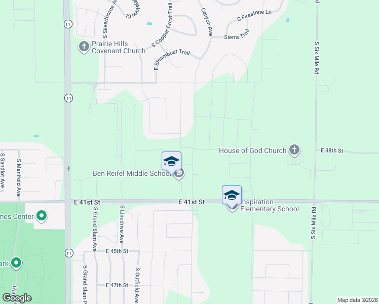 map of restaurants, bars, coffee shops, grocery stores, and more near 2742 South Burns Knoll Circle in Sioux Falls