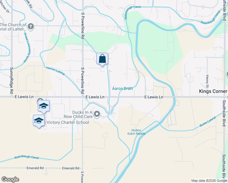 map of restaurants, bars, coffee shops, grocery stores, and more near 1802 East Lewis Lane in Nampa