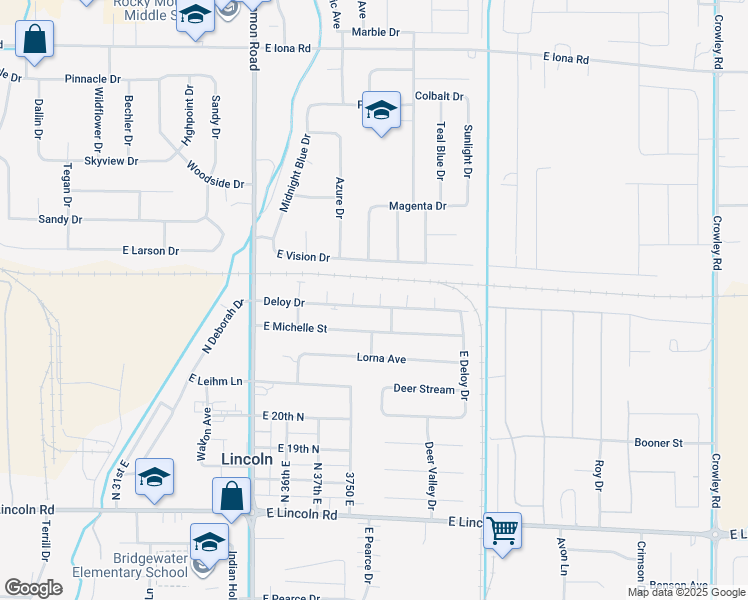 map of restaurants, bars, coffee shops, grocery stores, and more near 3775 Deloy Drive in Idaho Falls