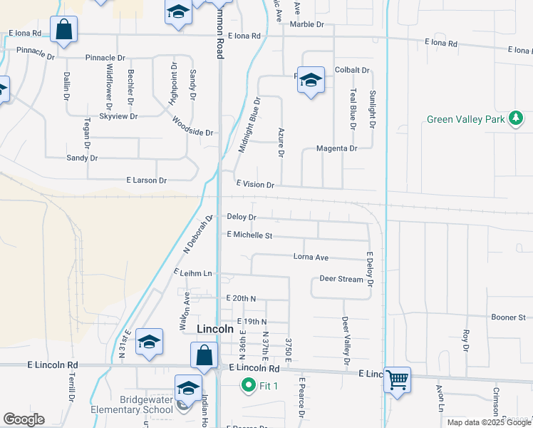 map of restaurants, bars, coffee shops, grocery stores, and more near 3643 Deloy Drive in Idaho Falls