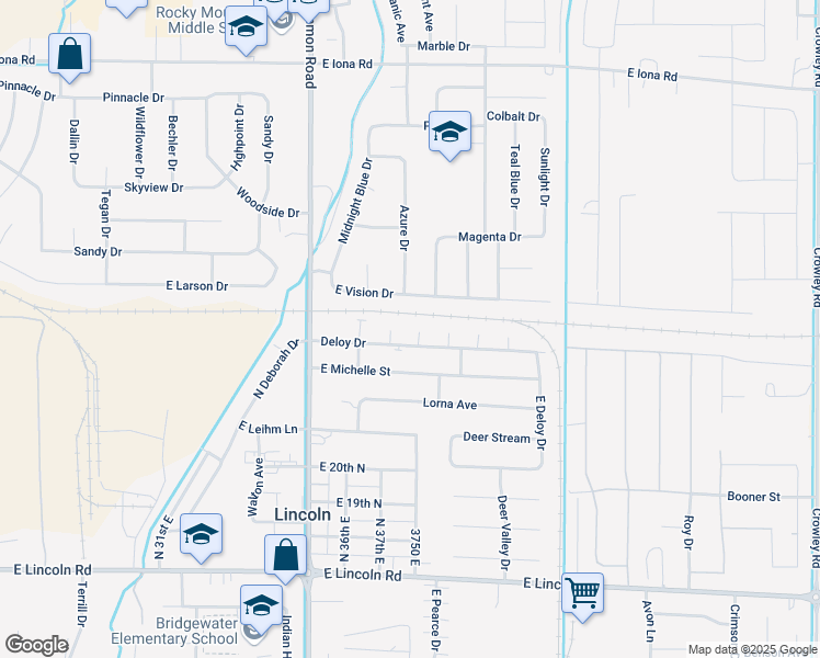 map of restaurants, bars, coffee shops, grocery stores, and more near 3703 Deloy Drive in Idaho Falls