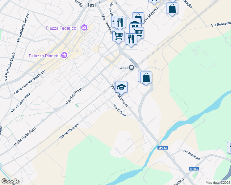 map of restaurants, bars, coffee shops, grocery stores, and more near 4-6 Via del Verziere in Jesi
