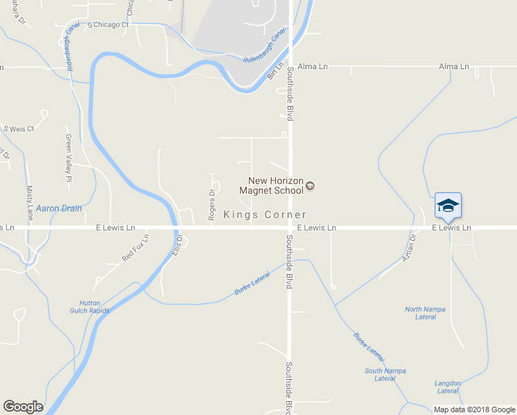 map of restaurants, bars, coffee shops, grocery stores, and more near 5324 Henry Street in Nampa