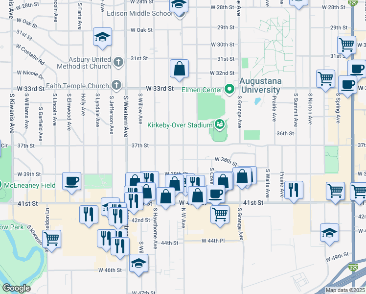 map of restaurants, bars, coffee shops, grocery stores, and more near 3013 South West Avenue in Sioux Falls