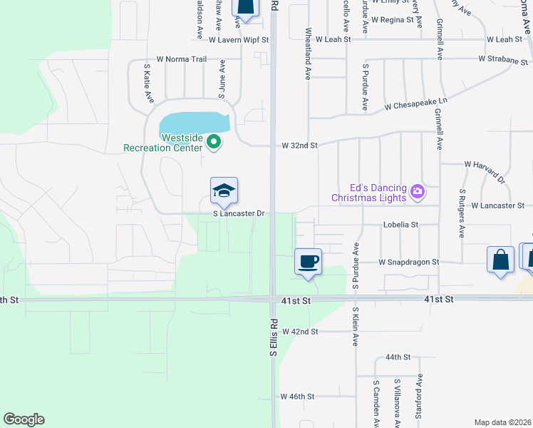map of restaurants, bars, coffee shops, grocery stores, and more near 2889-3151 South Ellis Road in Sioux Falls