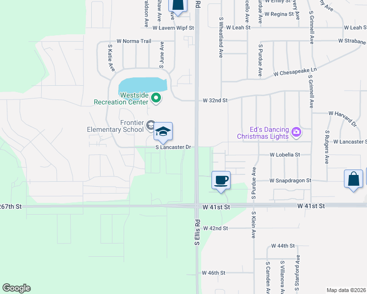 map of restaurants, bars, coffee shops, grocery stores, and more near 2837 South Lancaster Drive in Sioux Falls