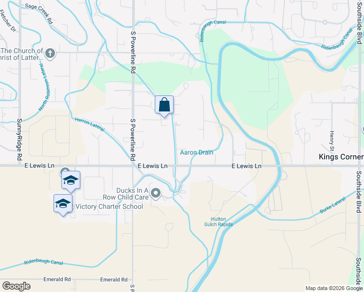 map of restaurants, bars, coffee shops, grocery stores, and more near 1802 East Lewis Lane in Nampa