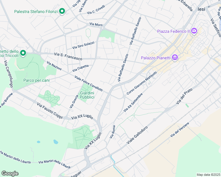 map of restaurants, bars, coffee shops, grocery stores, and more near 2 Via Castelbellino in Jesi