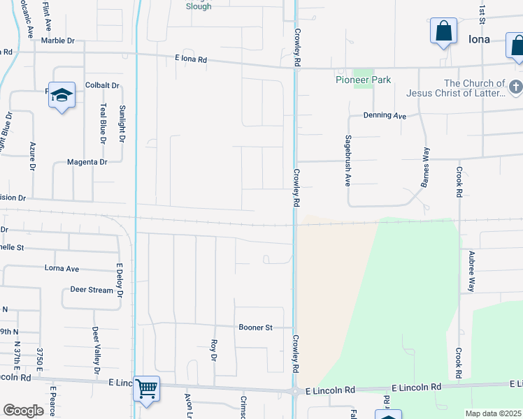 map of restaurants, bars, coffee shops, grocery stores, and more near 2455 North 45th East in Idaho Falls