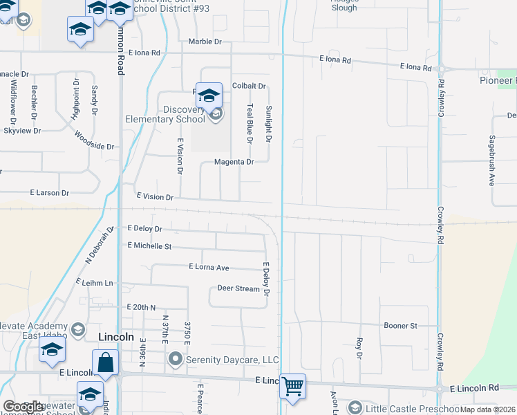 map of restaurants, bars, coffee shops, grocery stores, and more near 3920 Sienna Drive in Idaho Falls