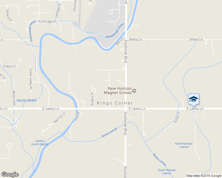 map of restaurants, bars, coffee shops, grocery stores, and more near 5220 Henry Street in Nampa