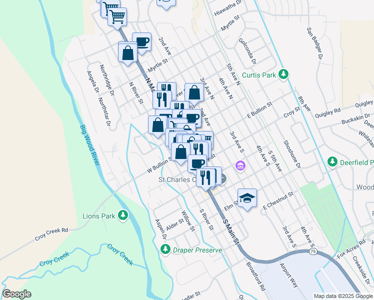 map of restaurants, bars, coffee shops, grocery stores, and more near 308 Walnut Street in Bellevue