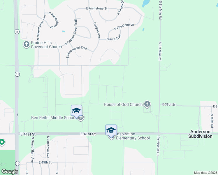 map of restaurants, bars, coffee shops, grocery stores, and more near 7300 East 41st Street in Sioux Falls
