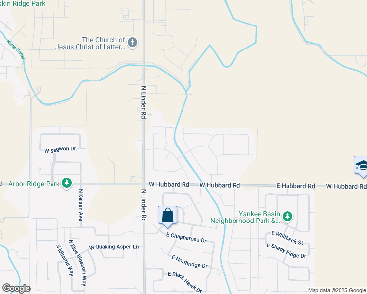 map of restaurants, bars, coffee shops, grocery stores, and more near 1364 West Sagwon Drive in Kuna