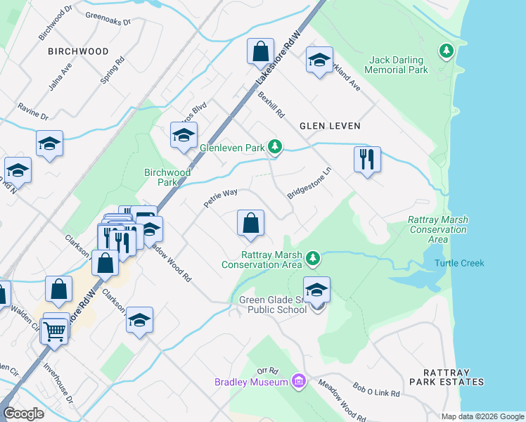 map of restaurants, bars, coffee shops, grocery stores, and more near in Mississauga