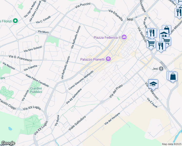 map of restaurants, bars, coffee shops, grocery stores, and more near 49C Corso Giacomo Matteotti in Jesi