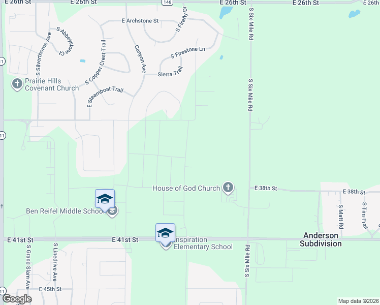 map of restaurants, bars, coffee shops, grocery stores, and more near 7300 East 41st Street in Sioux Falls