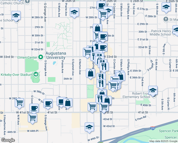 map of restaurants, bars, coffee shops, grocery stores, and more near 2712 South Duluth Avenue in Sioux Falls