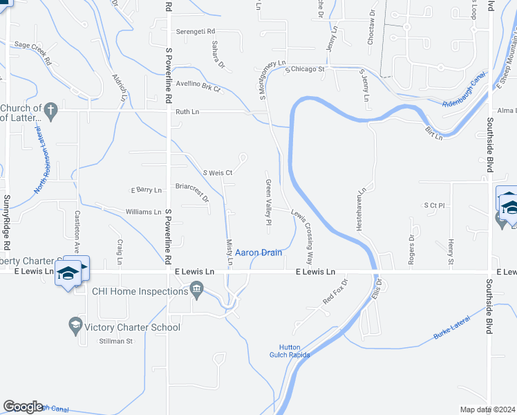 map of restaurants, bars, coffee shops, grocery stores, and more near 5301 Green Valley Place in Nampa