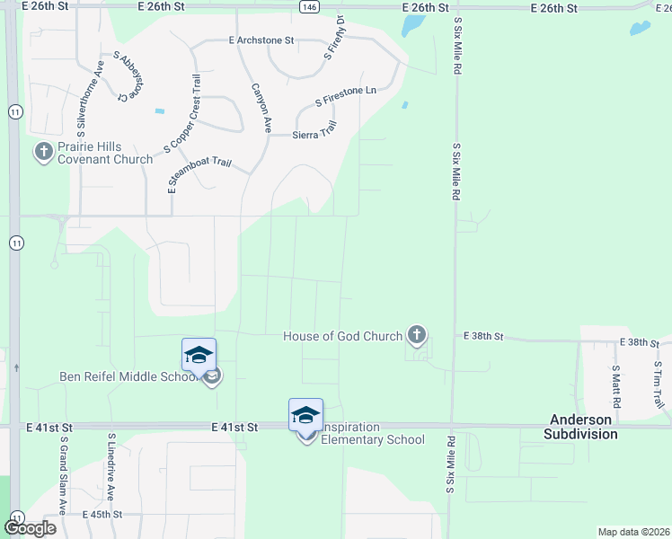 map of restaurants, bars, coffee shops, grocery stores, and more near 7300 East 41st Street in Sioux Falls