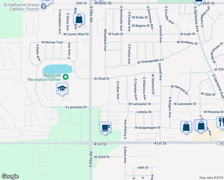 map of restaurants, bars, coffee shops, grocery stores, and more near 7900 West 32nd Street in Sioux Falls