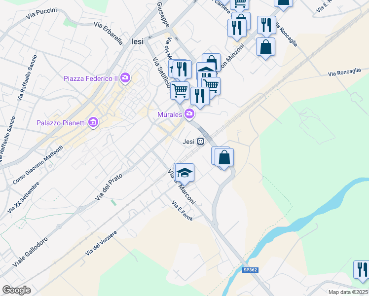 map of restaurants, bars, coffee shops, grocery stores, and more near 1 Via IV Novembre in Jesi