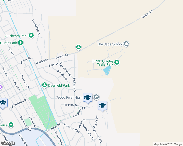 map of restaurants, bars, coffee shops, grocery stores, and more near 1250 Fox Acres Drive in Hailey